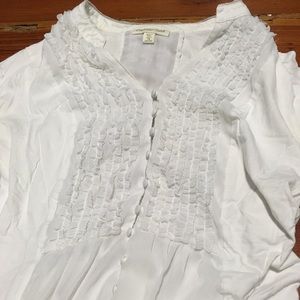 Pretty Ruffled Sheer White Blouse